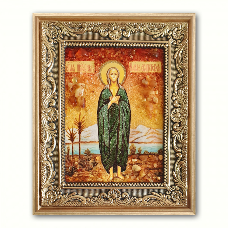 Икона Преподобная Мария Египетская из янтаря