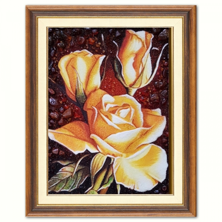 Картина Белые розы из янтаря