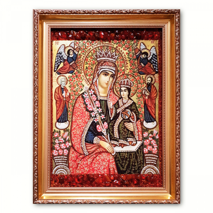 Икона Богоматери Неувядаемый Цвет из янтаря