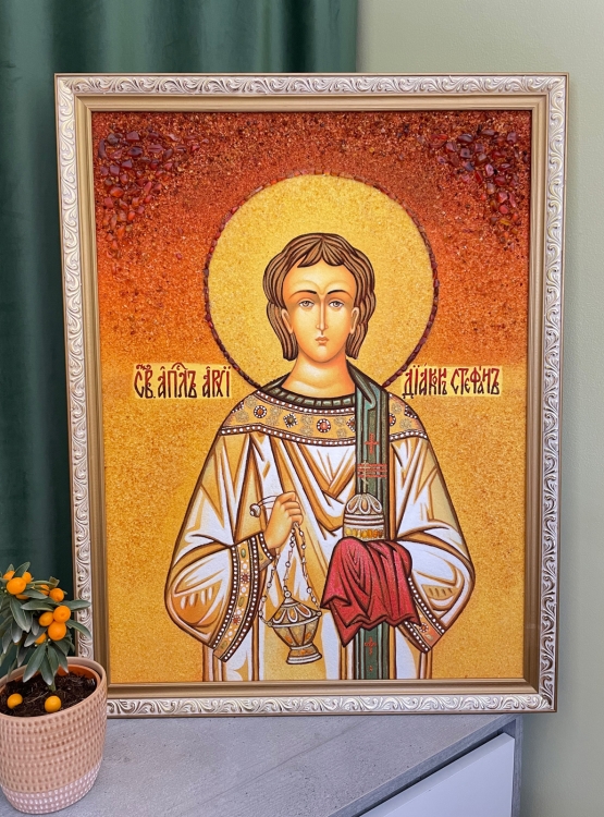 Икона Стефан (Степан) из янтаря