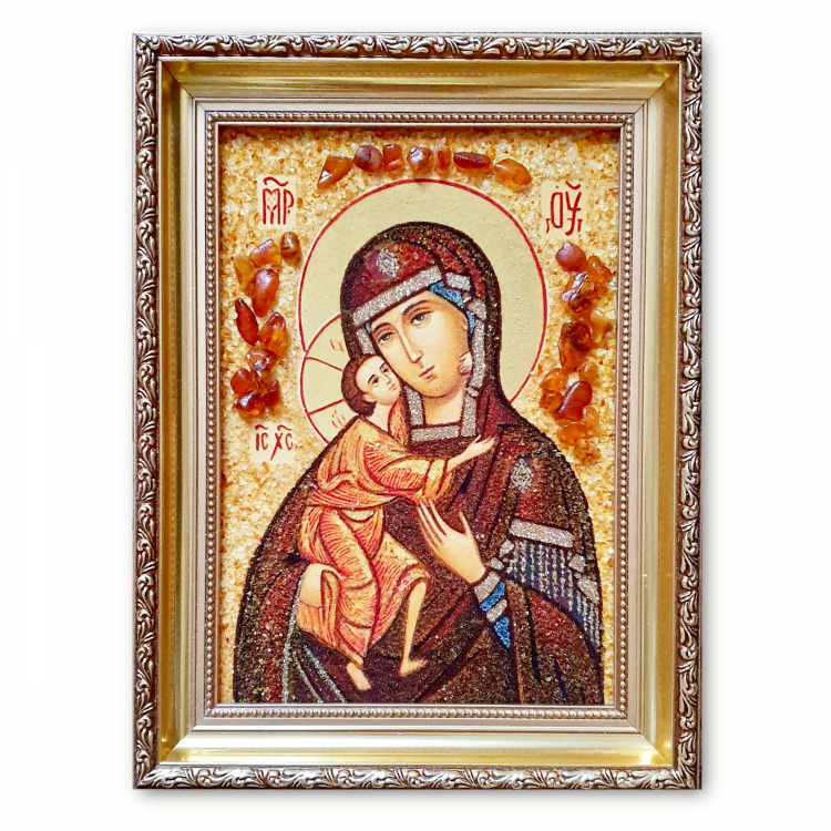 Икона Феодоровская Богородица из янтаря