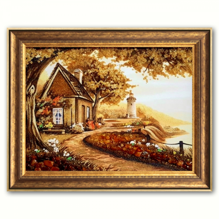 Пейзаж - Домик у маяка из янтаря