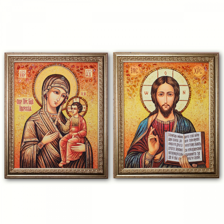 Иверская венчальная пара из янтаря