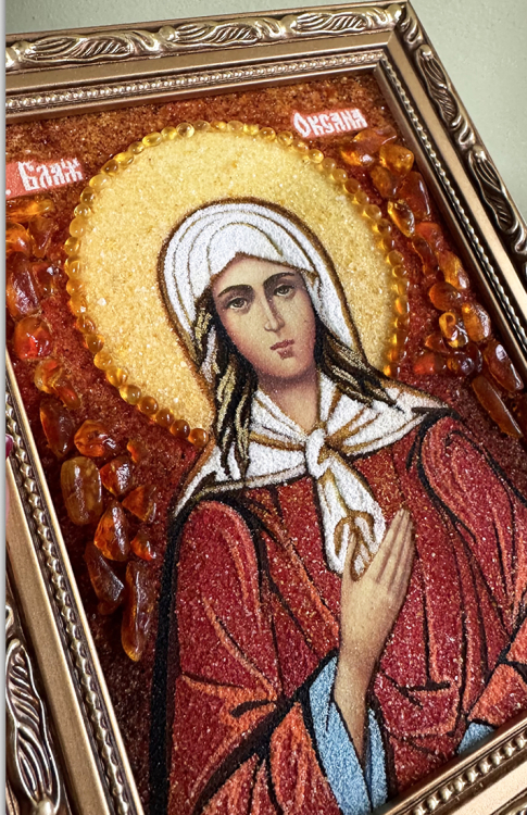 Икона Ксения из янтаря