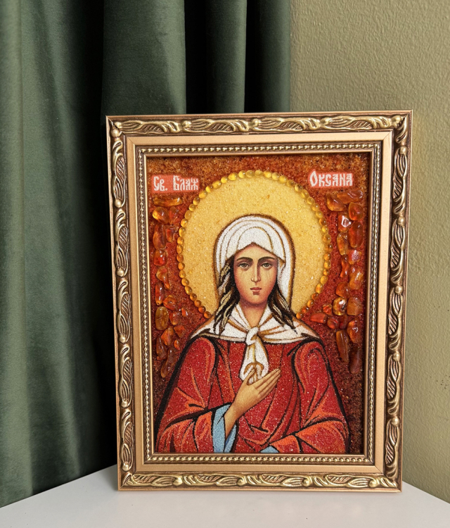 Икона Ксения из янтаря