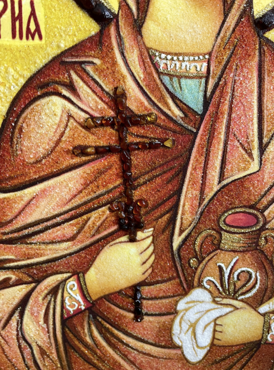 Икона Мария Магдалина из янтаря