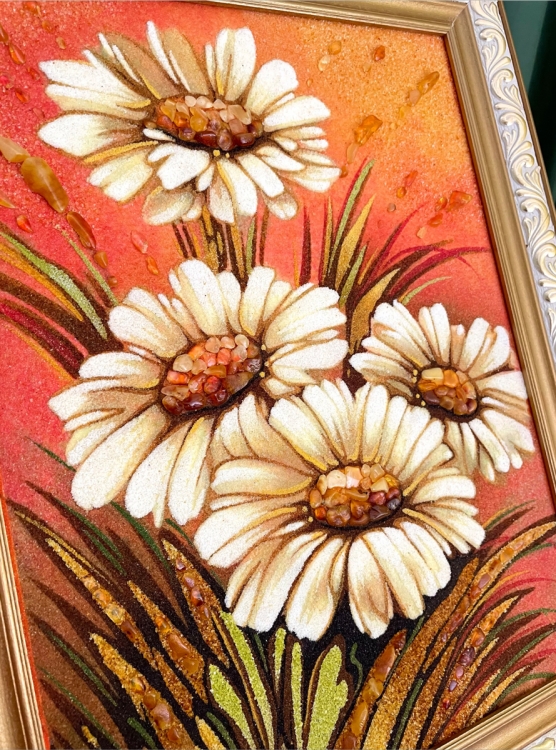 Картина Ромашки из янтаря