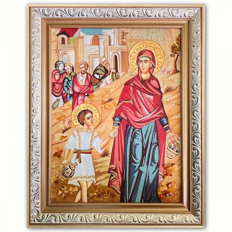 Икона Детство Иисуса из янтаря
