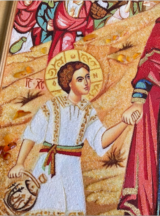 Икона Детство Иисуса из янтаря