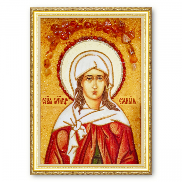 Икона Емилия Каппадокийская из янтаря