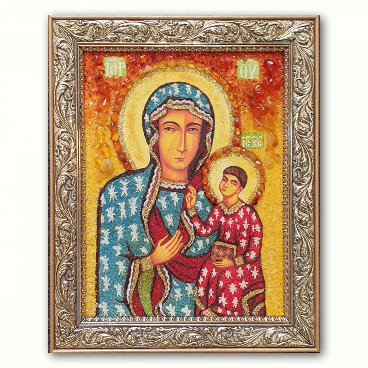 Икона Ченстоховская - образ Богородицы из янтаря