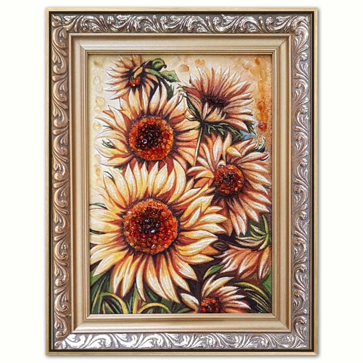 Картина Подсолнухи из янтаря