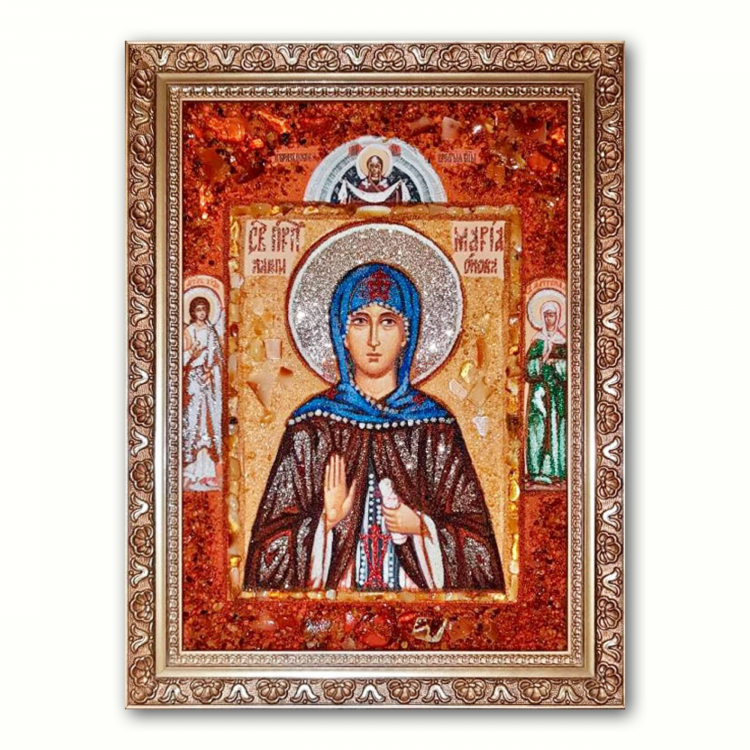 Икона Мария Лактионова из янтаря