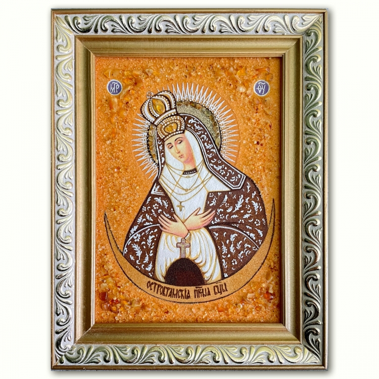 Икона Остробрамская Пресвятая Богородица из янтаря