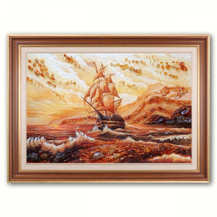 Пейзаж - Шторм на море из янтаря