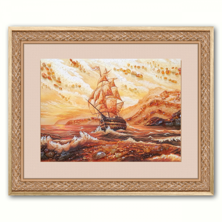 Пейзаж - Шторм на море из янтаря