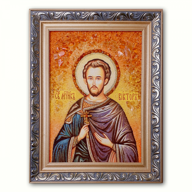 Икона Виктор Дамасский из янтаря