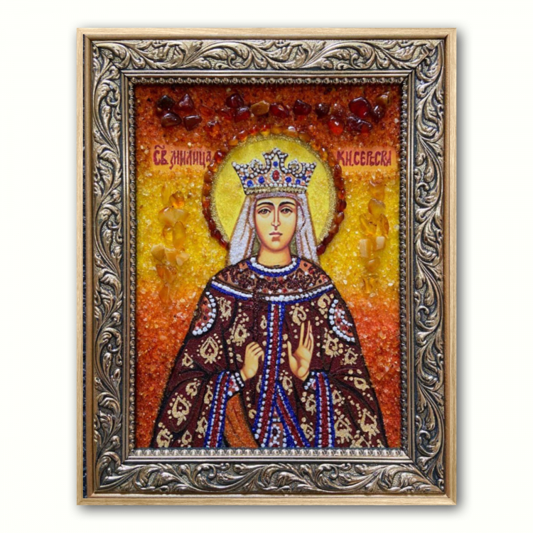Икона Милица (Евгения) Сербская из янтаря