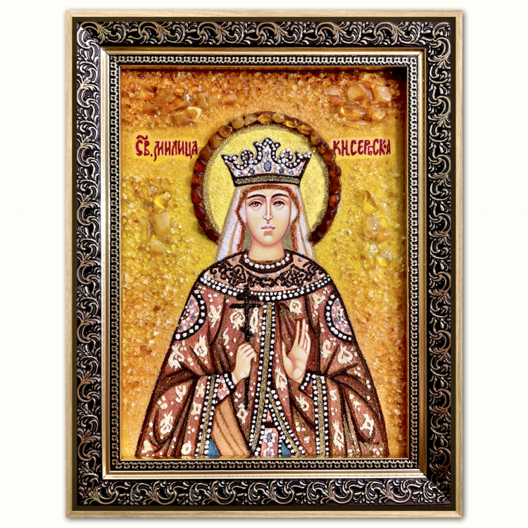 Икона Милица (Евгения) Сербская из янтаря
