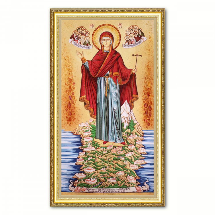 Икона Игумения горы Афонской из янтаря