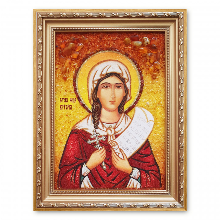 Икона Святая Мученица Виктория из янтаря