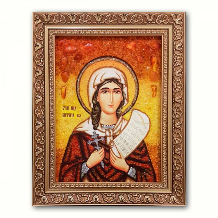 Икона Святая Мученица Виктория из янтаря