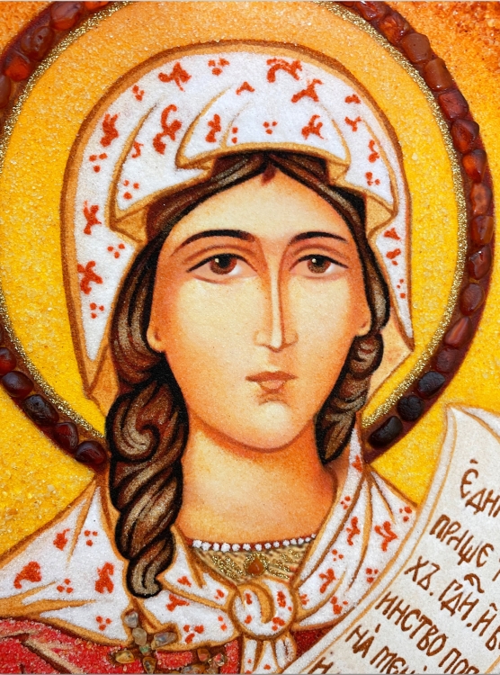 Икона Святая Мученица Виктория из янтаря