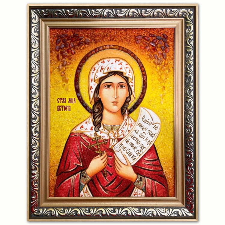 Икона Святая Мученица Виктория из янтаря