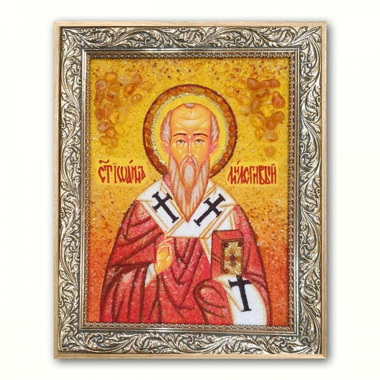Икона Святой Иоанн Милостивый из янтаря