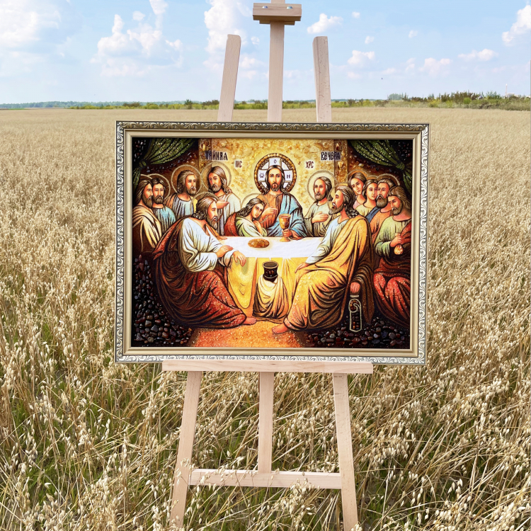 Православная икона - Тайная Вечеря из янтаря