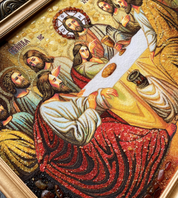 Православная икона - Тайная Вечеря из янтаря