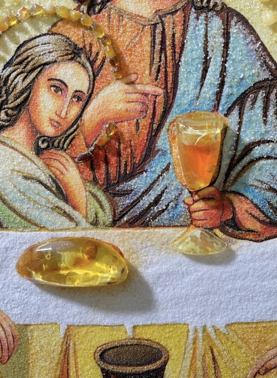 Православная икона - Тайная Вечеря из янтаря