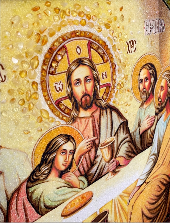 Православная икона - Тайная Вечеря из янтаря