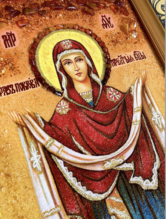 Покрова Пресвятой Владычицы Богородицы из янтаря