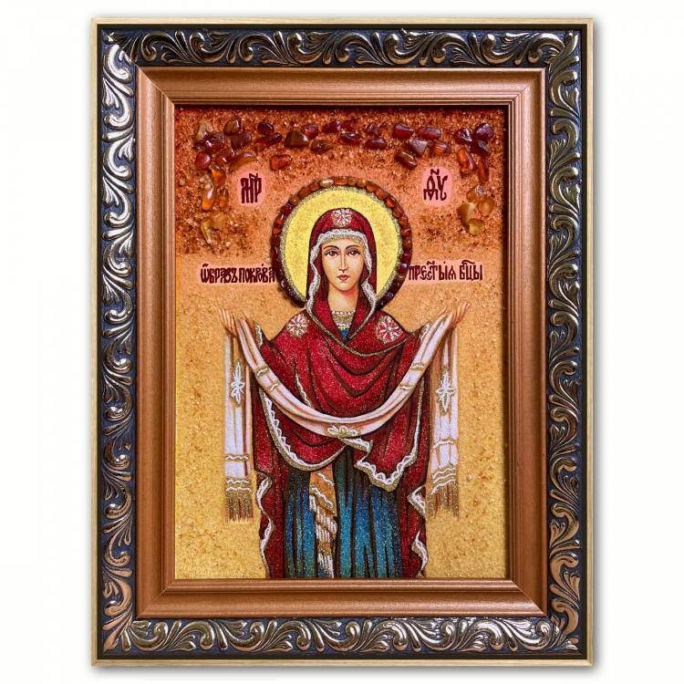 Покрова Пресвятой Владычицы Богородицы из янтаря