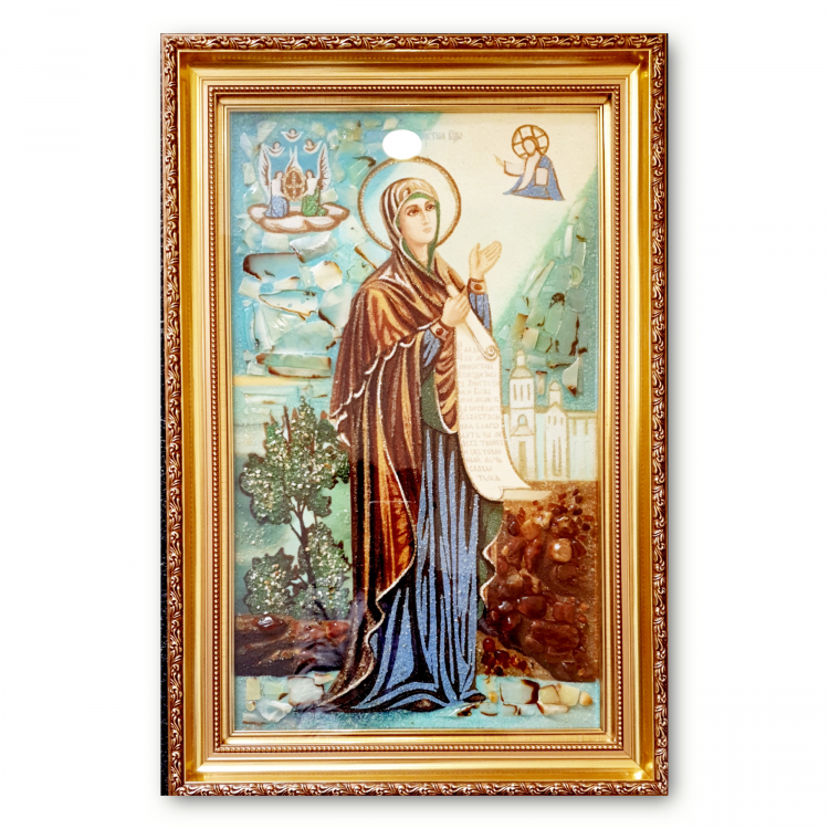 Икона Боголюбская Богородица из янтаря