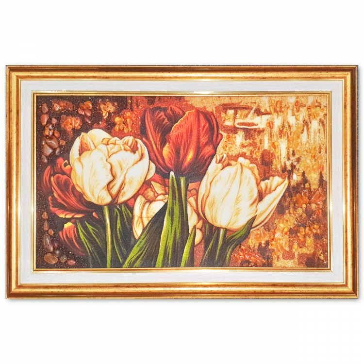 Картина Весенние тюльпаны из янтаря