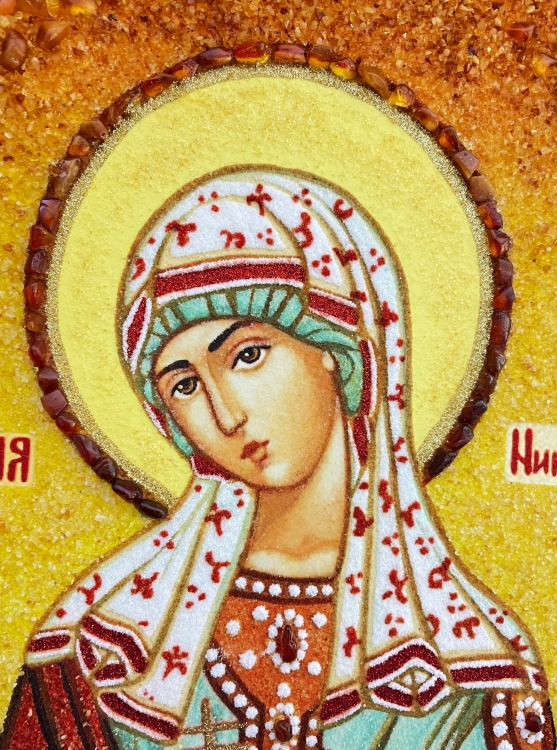 Икона Виктория Никомидийская из янтаря