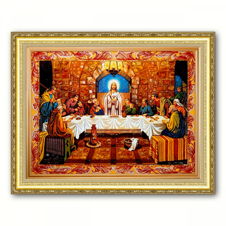 Католическая икона - Тайная вечеря из янтаря