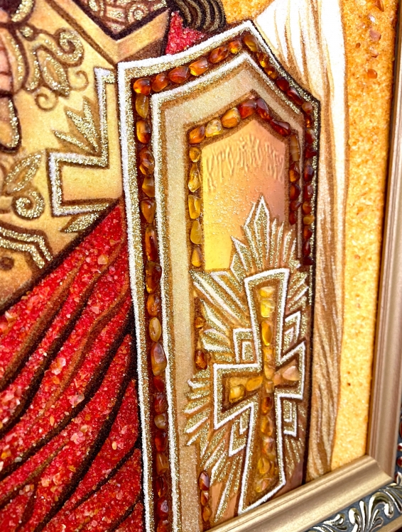 Икона Архангел Михаил (с мечом) из янтаря