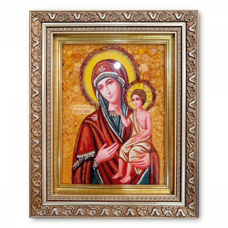 Икона Богородица Воспитание из янтаря