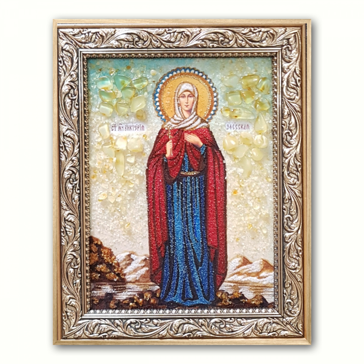 Икона Святая Виктория Эфесская из янтаря