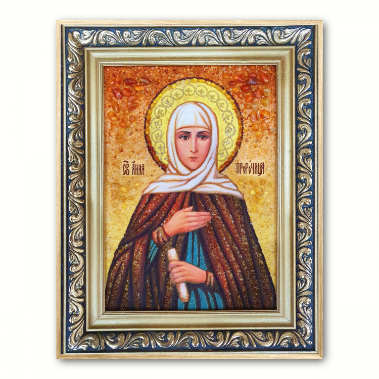 Икона Святая Анна Пророчица из янтаря