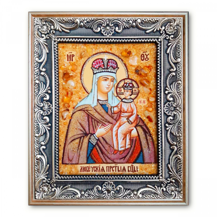 Икона Любечская Богородица из янтаря
