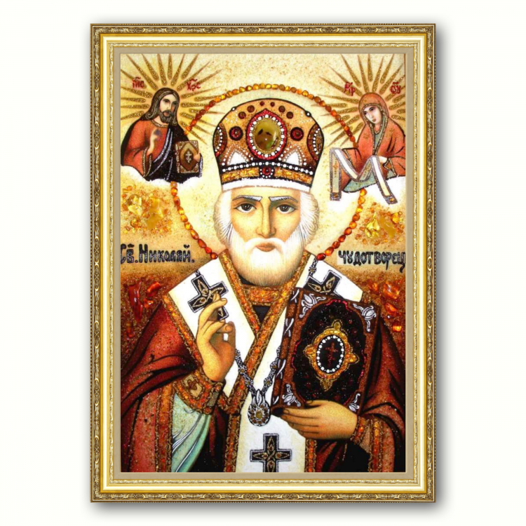 Икона Святой Николай из янтаря