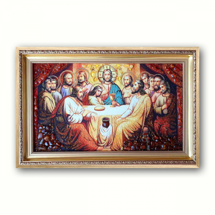 Икона Тайная Вечеря из янтаря