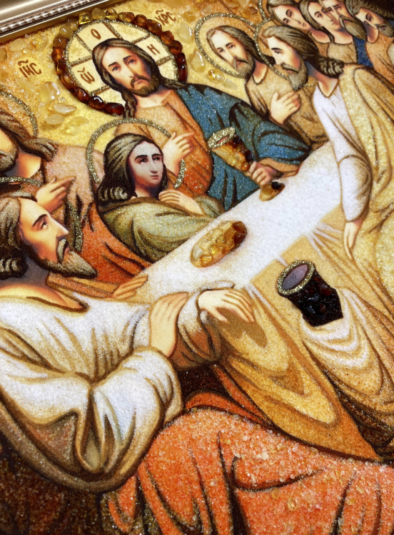 Икона Тайная Вечеря из янтаря