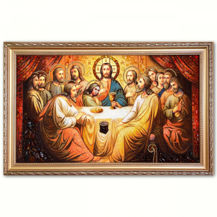 Икона Тайная Вечеря из янтаря