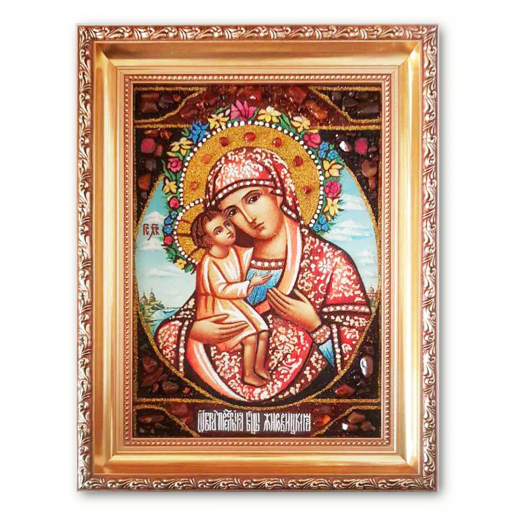 Икона Жировицкая Богородица из янтаря