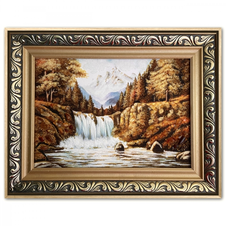 Пейзаж - Бурный водопад из янтаря